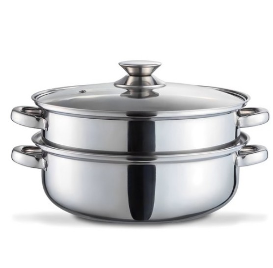 [VAIMAR] antique stainless steel 28cm 2- tier steamer