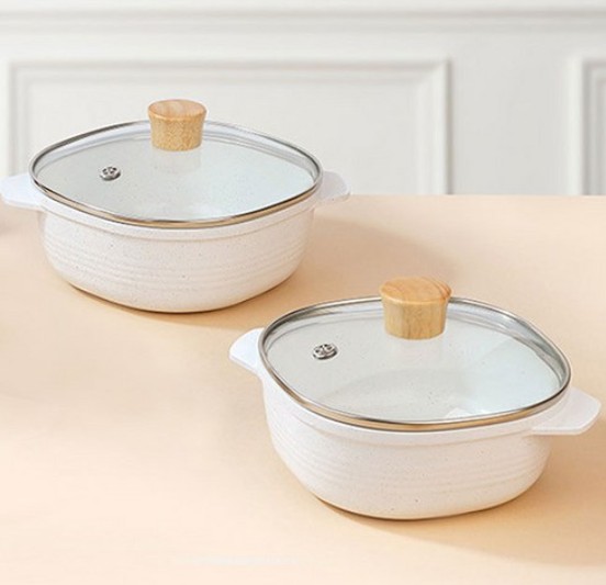 [Aluart] IH Terrazzo Square Pot 3-piece Set (16+18+20)