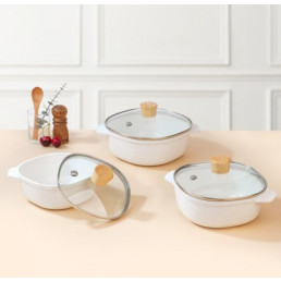 [Aluart] IH Terrazzo Square Pot 3-piece Set (16+18+20)