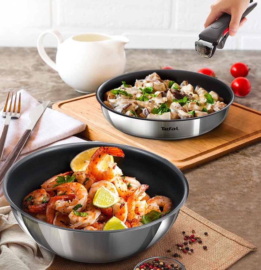 [Tefal] Stainless steel edition stir-fry pan set of 3
