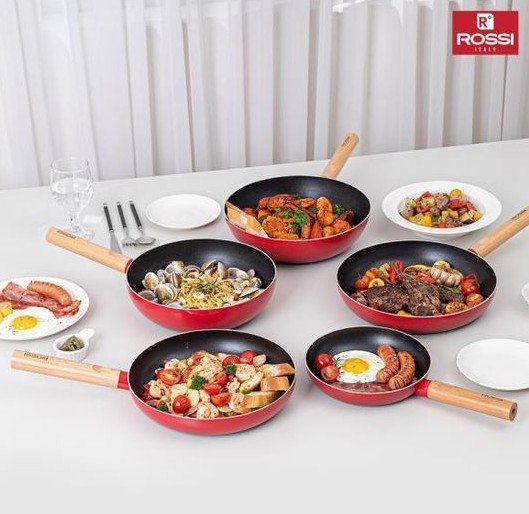 [ROSSI] IH Two-tone Red Frying Pan 5 Types