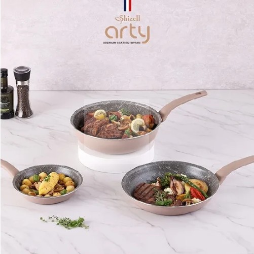 [shizell] Arty Pattern Grani IH Frying Pan 3-piece Set