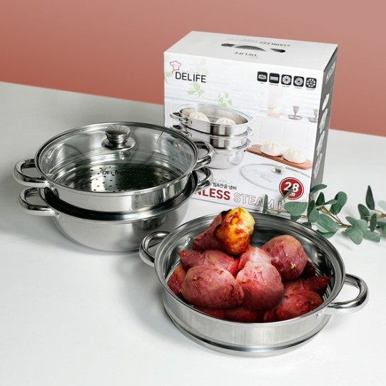 [D-Life] Stainless Induction 3-tier Steamed Stew Pot (28cm)