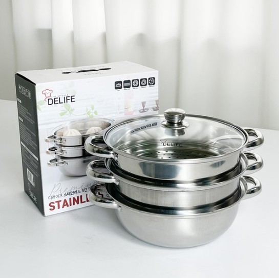 [D-Life] Stainless Induction 3-tier Steamed Stew Pot (28cm)