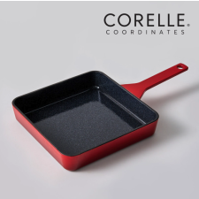 [CORELLE] Coordinator Ashley Cast Iron Square Frying Pan 22cm_Red