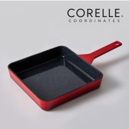 [CORELLE] Coordinator Ashley Cast Iron Square Frying Pan 22cm_Red