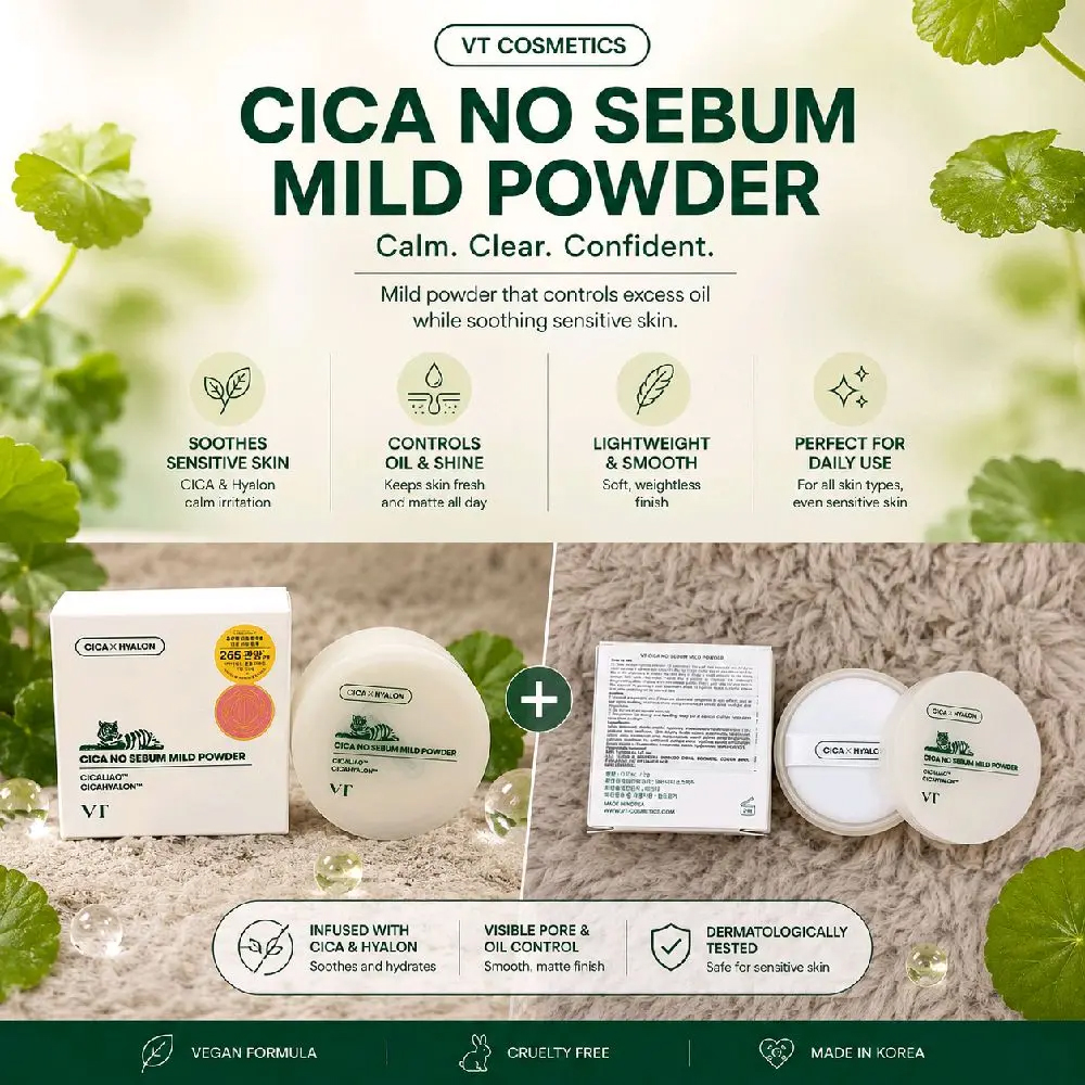 VT Cosmetics Cica No Sebum Mild Powder - Calm Clear